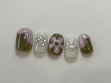 ネイルメゾン 天神店(NAIL MAISON)/ピンク個性派花アート¥9000