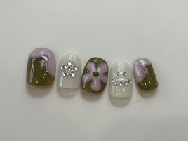 ピンク個性派花アート¥8000