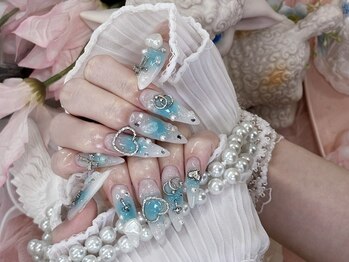 Umi NAIL SALON【長さだし/ワンホン/長さだしネイル/ワンホンネイル/持ち込み】の写真/【日本橋】パーツ&アートやり放題★ワンホン・小紅書系パーツも豊富♪長さだし×こだわりデザインが叶う★