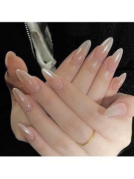 ヘブン ネイル 鶯谷(HEAVEN Nail)/Long Pearl Mirror Nails
