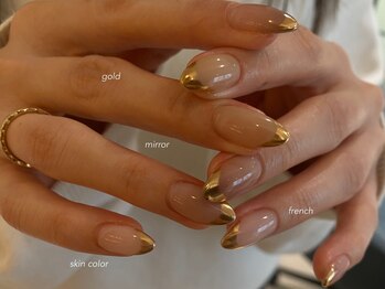 ファミーユネイル(Fameu nail)/gold mirror french.