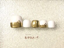 ネイルサロン あかねいろ/夏フット　ミラーフレンチ