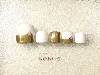 ネイルサロン あかねいろ/夏フット ミラーフレンチ