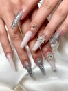 ロングネイル×雪の結晶