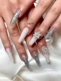 ロングネイル×雪の結晶