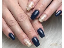 ブリリアント(Brilliant)/ネイビー×チェックネイル