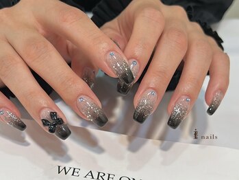 アイネイルズ 四条河原町店(I-nails)/ブラックリボン￥6500～11500