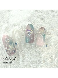 斜めマーメイド×タイダイネイル
