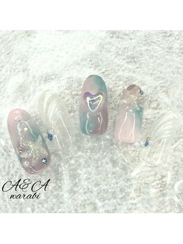 エーアンドエー 蕨店(A&A)/斜めマーメイド×タイダイネイル