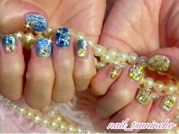 推しカラー★ツイードネイル★