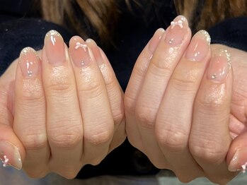 ふんわりチークリボンネイル♪