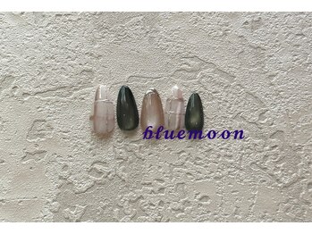 ブルームーン(bluemoon)/秋色チェックネイル　¥6000