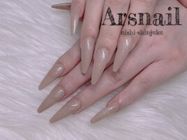 シンプルベージュロングネイル