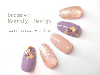 小花リースの大人Xmasネイル