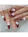 ピオミエルネイル 新宿(pio miel nail) ローズ×リボン エレガントネイル