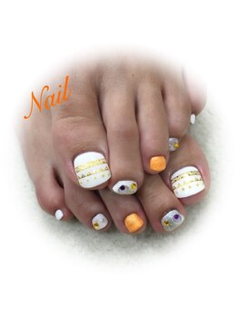 シキ(SIKI)/オレンジMIXフットネイル