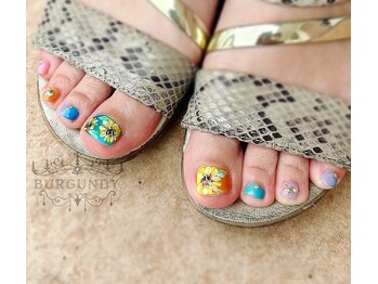 ひまわりフットネイル