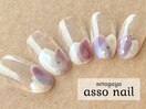 白と紫のニュアンスネイル