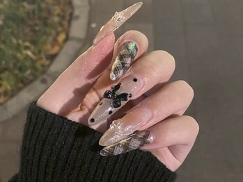 アイネイルズ 新宿店(I nails)/【Chiaki】チェックドットリボン