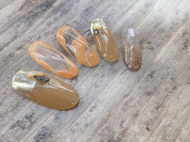 大人オレンジネイル