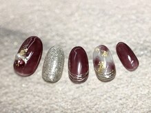 オレンジスティック/パープルマーブルミラーアート