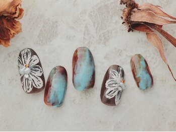 ネイルサロンアンドスクール ミュー(Nail Salon & school mieux)/レトロフラワーネイル