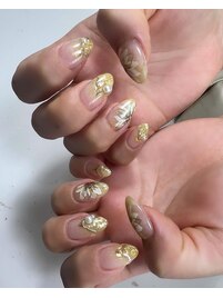 定額ネイル、ひまわりネイル