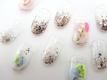 ネイルサロン クイール 小山店(NAIL SALON QUILL)/ラメグラデ×ぬりかけ×ミラー