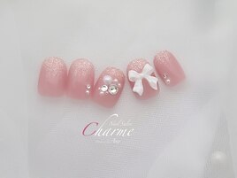 リボンキラキラネイル