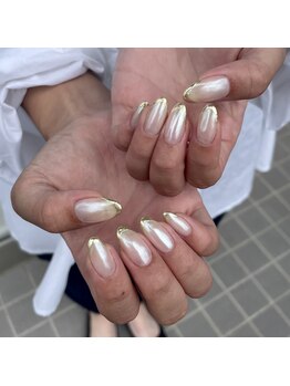 ミントリーフ バイ リート(Mint leaf by Reat)/白オーロラ×ミラーフレンチ