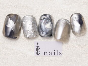 アイネイルズ 池袋店(I-nails)/シルバーインクニュアンス