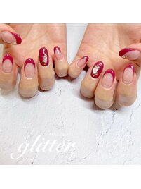 赤フレンチネイル