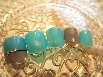 ★Footターコイズリボンネイル★