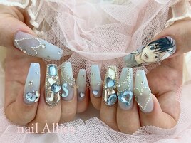 水色 推しネイル