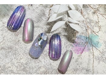セッテネイル(Sette Nail)/ブルーのバカラネイル風アート
