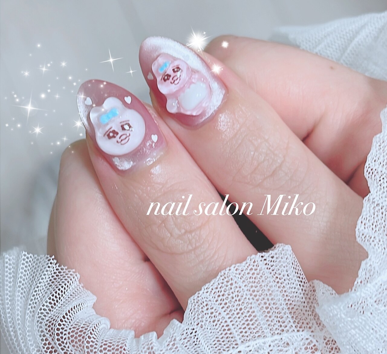 3dネイルパーツ うさぎ いちご リボン ネイルパーツ