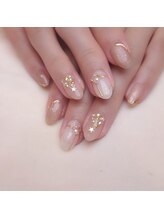 ピオニーネイル(peony nail)/ピンクベージュ　大人クリスマス