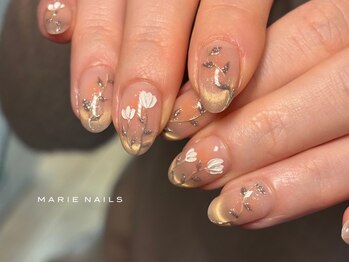 マリーネイルズ 表参道店(MARIE NAILS)/¥11000 手描きフラワー　 0118a