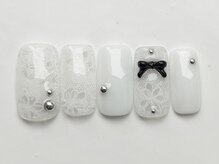 ジェミーネイル イケブクロ(Jemiy nail ikebukuro)/ホワイトレースリボン¥8500