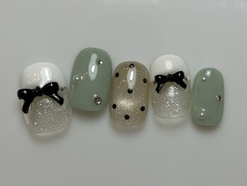 アイ ネイルズ 天神店(I nails)/リボンフレンチ　￥7500