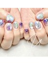 ドライフラワー×紫陽花ネイル