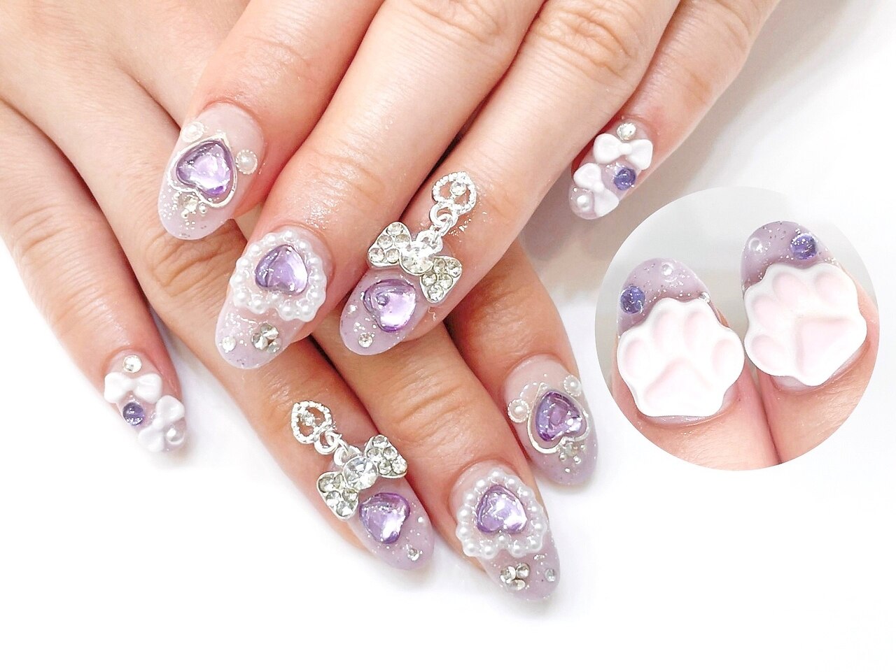 オーダーネイル☆地雷系☆量産型☆ねこ☆猫耳☆肉球☆ハート♡ネイルチップ♡ オーダーネイル☆地雷系☆量産型☆ねこ☆猫耳☆肉球☆ハート