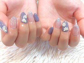 くすみブルー×フラワー【定額】