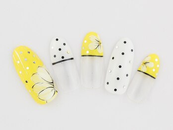 ネイルプラザ 河原町OPA店(NAIL PLAZA)/ドット×手描きフラワー