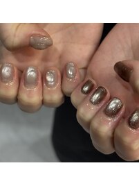 冬ネイル/マグネット/ブラウン