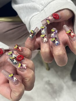 スピカ ネイルサロン アンド スクール(Spica nailsalon&school)/ロングスカルプ☆パーツ盛り