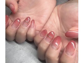 ピンクグラデ×ぷっくりミラー