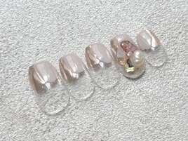 ミラー＆パールビジューネイル