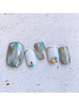 ネイルアンドまつげ リュフェール 五反田(Nail Lufaire)/footターコイズミラー
