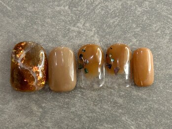 カラネイル 南森町店(calla nail)/ブラウン 大理石アート